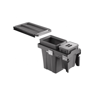 Kitchen Pull Out Trash Can Under Cabinet <b>Double</b> Steel Top Mount Side Out Trash <b>Bin</b> With Door Kitchen Cabinet Plastic Pull Out Tr - Product Image 4
