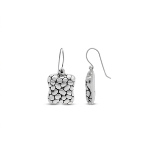 925 <b>Sterling</b> <b>Silver</b> Textured Dangle <b>Earrings</b> Vintage Geometric <b>Drop</b> Jewelry Wholesale Custom Design Pebble Texture <b>Earrings</b> - Product Image 1
