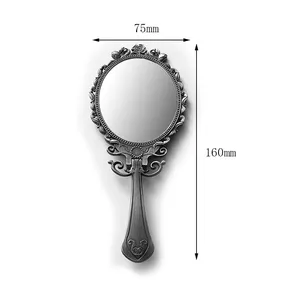 High Quality Customized Vanity Antique Silver Makeup Compact Handheld Mirror