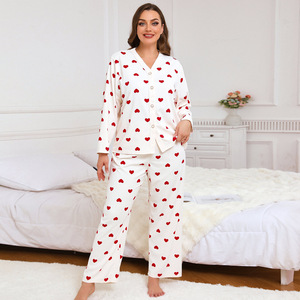 <span class=keywords><strong>Pigiama</strong></span> Autunnale da <span class=keywords><strong>Donna</strong></span> Taglia Grande, Maniche Lunghe in Raso con Logo Frontale, Comodo e Traspirante, Pantaloni Casual con Vita Elastica - Product Image 4