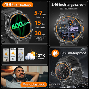 Montre connectée sportive BWAK81 (7 jours) pour hommes, avec lampe torche, fonction d'appel, suivi d'activité, étanche, compatible iOS et Android - Product Image 3