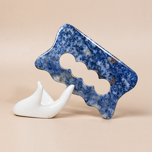 Gua Sha de Piedra de Jade Natural con Logotipo Personalizado, Gua Sha Grande para Masaje, Tabla de Gua Sha de Aventurina Verde y Jaspe con Manchas Azules - Product Image 3