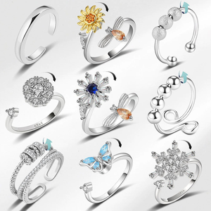 Nouveauté TikTok : Bague Anti-Anxiété en Argent Sterling, Plusieurs Styles, Vente en Gros - Product Image 1