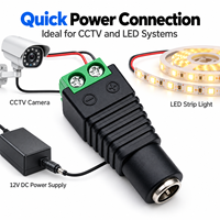 Adaptateur de prise d'alimentation femelle DC 5,5x2,1 mm à bornes à vis, 2 broches, pour CCTV, bande LED, connecteur d'alimentation basse tension