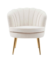 Fauteuil de salon confortable de style nordique, design ergonomique, pour chambre à coucher, avec pieds en métal blanc, fauteuil en velours, fauteuil d'appoint