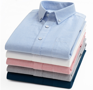 Di alta qualità Su Ordinazione Oxford di Cotone Puro Al 100% Del <span class=keywords><strong>Collare</strong></span> Del Basamento solido a strisce A quadri A Maniche Lunghe Camicia casual per gli uomini - Product Image 1