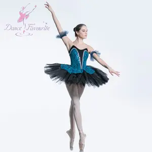 19502 深蓝色亮片蕾丝和黑色芭蕾舞裙女孩和女性舞台表演芭蕾 tutus