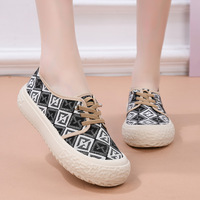 Chaussures de pêcheur pour femmes, printemps/automne, respirantes, décontractées, en toile, semelle extérieure en caoutchouc, doublure en tissu, chaussures paresseuses à enfiler, semelle épaisse, pour étudiantes