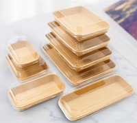 Boîte à sushi en papier kraft de qualité alimentaire recyclable, boîte à lunch avec revêtement PE, impression quadricolore, commandes personnalisées, cadeaux