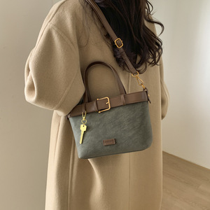 Sac fourre-tout en <span class=keywords><strong>daim</strong></span> couleur caramel avec boucle de ceinture et porte-clés, sac à main/sac bandoulière - Product Image 5