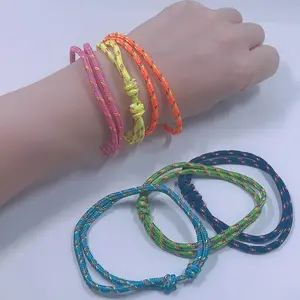 Customized high quality weaving colorful hand made roll bracelet braided short rope strap wristband