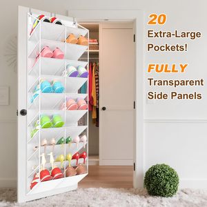 Over The Door <b>Shoe</b> Organizer 40 Pockets Hanging <b>Storage</b> Rack For Closet <b>Shoes</b> Organizer With Clear Pockets 10 Tier - Product Image 3
