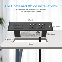 Multiprise encastrable avec port USB-C 20W, port USB-A à charge rapide, prise de bureau, station de charge dissimulée pour table d'appoint