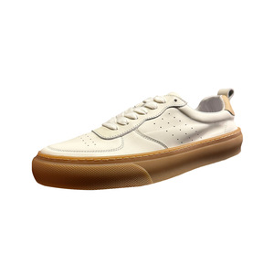 QHCCID <b>White</b> Leather Sneakers Low <b>Heel</b> Lace-Up Casual Daily Wear - Product Image 2