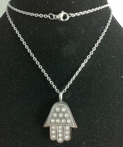 Fábrica al por mayor 316L Acero inoxidable CZ piedras Pave Judaica tatuaje judío Hamsa mano de Dios collar de cadena - Product Image 2