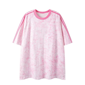 <span class=keywords><strong>Camiseta</strong></span> retro americana de manga corta con tres franjas y efecto tie-dye, se puede personalizar con logotipo, <span class=keywords><strong>camiseta</strong></span> holgada de verano para hombre. - Product Image 3