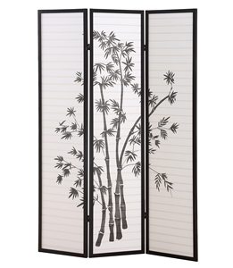 Paravent Shoji à 3 Panneaux Noir, Paravent à 3 Panneaux avec Décoration en Papier et Bambou pour la Maison - Product Image 1