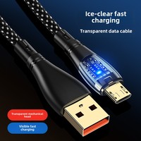 Kabel Data Transparan 6A Tipe-C Berjalin Kompatibel dengan Headphone dan Pengisian Cepat Android PD untuk Ponsel