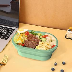 Multi-functional Wholesale Foldable Silicone <b>Lunch</b> <b>Bento</b> <b>Box</b> Work Food Container Folding School Children's <b>Lunch</b> <b>Box</b> - Product Image 1