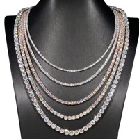 Collier Hip Hop en argent sterling 925 avec diamants Moissanite VVS de 2 mm, chaîne tennis Moissanite pour hommes