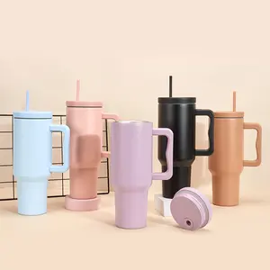 CUPPARK 4.0 Sublimation Matte Macaron Color 40oz Keep Hot Cold Water Insulated Stainless Steel Tumbler With Straw