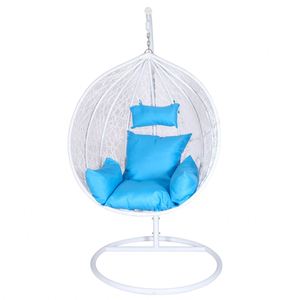Fauteuil suspendu en osier en forme d'œuf pour la détente en extérieur sur la terrasse ou le jardin - Product Image 1
