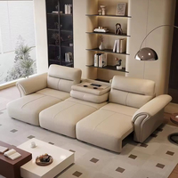 Hochwertiges Multifunktionales Modernes Wohnzimmer Chesterfield L-förmiges Ledersofa-Bett Dreisitzer Elektrisches Sofabett-Set für Zuhause