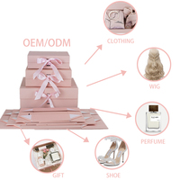 Boîte en Carton Rigide Rose de Luxe Pliante Personnalisée avec Fermeture Magnétique, Impression de LOGO et Ruban, Emballage Éco-Responsable