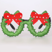 Accesorio de Disfraz para Fiesta de Navidad, Gafas Decorativas con Diseño de Árbol de Navidad Verde con Pedrería, Novedad Temática Navideña