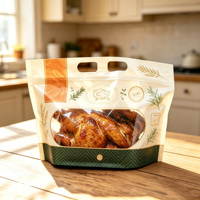 Sacs d'emballage pour poulet rôti au four à la broche, avec poignée, en PET/CPP, imprimés avec logo personnalisé, refermables et adaptés au micro-ondes