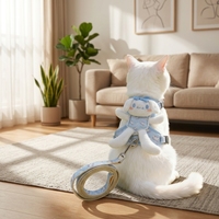 Laisse pour chat mignonne avec jouet en peluche monté à l'arrière et harnais pour petits chiens et chats - Promenades en extérieur