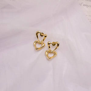 Pendientes de Aro Bohemios de Acero Inoxidable Plateado con Baño de Oro, Diseño de Corazón y Estrella de Mar, Joyería de Moda, Textura de Amor Materno, Geométricos y Modernos - Product Image 2