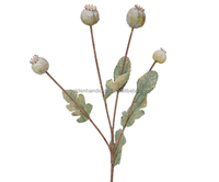 Bunga Poppy Sutra Buatan 4 Kepala dengan Buah Poppy, Dekorasi Natal, Tahun Baru, Halloween