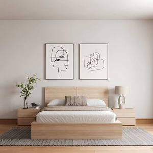 Bán buôn phong cách hiện đại khung giường gỗ với lưu trữ nightable phòng ngủ bộ đồ nội thất khách sạn tùy chỉnh sản xuất - Product Image 1