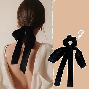 Hàn Quốc Thiết Kế Phụ Kiện Tóc Dài Đuôi Nhung Scrunchies Lớn Bow Ban Nhạc Tóc Đàn Hồi Cho Phụ Nữ - Product Image 6