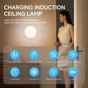 Lampes de plafond sans fil magnétiques à piles, éclairage de placard, lampes LED pour douche, escalier, garde-manger, couloir, véranda - Product Image 2