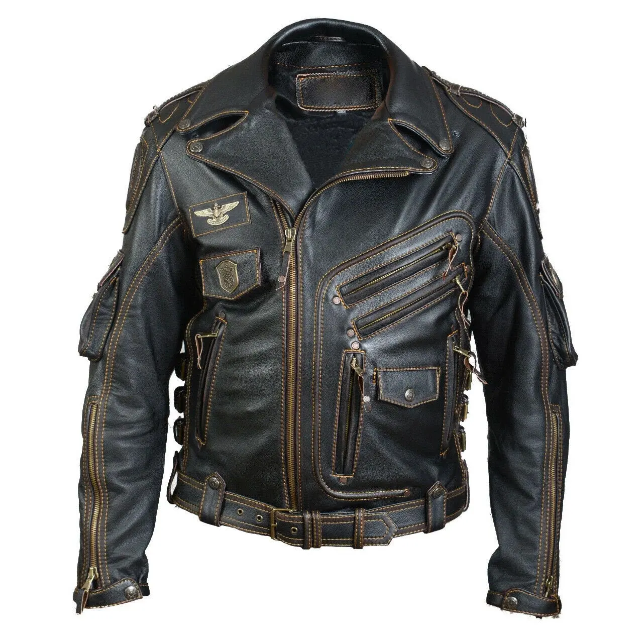 Custom made New Men's Genuine sheepskin Leather Jacket Slim Fit Biker Motorcycle Jacket casual wear jacket