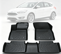 YMSD Tapis de sol et de coffre de luxe en TPE à motif géométrique de 3 mm, ensemble complet de 3 pièces antidérapant pour Focus MK3 2013-2018