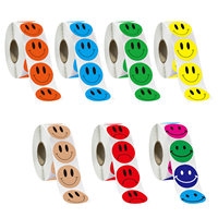 Benutzerdefinierte Smiley-Aufkleberrolle Selbstklebende Etiketten Bunte Gesichtsaufkleber für Verpackung, Geschenkverpackung, Büro, Schule und Produkte