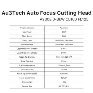 Cabezal de Corte Láser Eléctrico <span class=keywords><strong>Au3tech</strong></span> A230e 3kw <span class=keywords><strong>Sc2000</strong></span>+3721h+a230e, Precio de Fábrica, Enfoque Automático para Máquina de Corte de Metal CNC - Product Image 5