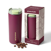 Gobelet à café isotherme personnalisé OEM 500 ml avec couvercle à ouverture facile, revêtement anti-transpiration, sans BPA, pour les trajets quotidiens et les voyages