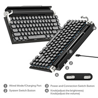 Clavier mécanique rétro en cuir noir, programmable, anti-ghosting, taille standard, rétroéclairage lumineux pour 14 modes d'éclairage