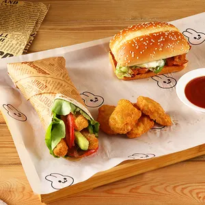 Sandwich Burger Voedsel Was Inpakpapier Custom Logo Vetvrij Papier Fast Food Verpakking Eco Vriendelijk Brood Bakpapier Bedrukt