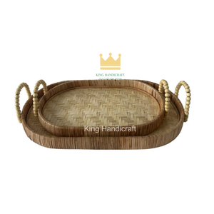 Offre Spéciale : Plateaux de service artisanaux en rotin, jacinthe d'eau ou jonc de mer, couleur naturelle, écologiques, du Vietnam, pour aliments, fruits, bougies, taille personnalisable - Product Image 3