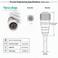 Connecteur femelle M12 à 4 broches, prise industrielle circulaire étanche IP67, prise en cuivre plaqué or pour l'automatisation des capteurs