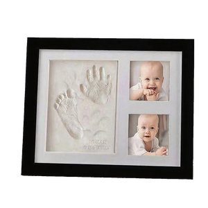 <span class=keywords><strong>Cadre</strong></span> double affichage pour empreintes de mains et de pieds de bébé ou d'animal de compagnie, kit d'impression en argile ou d'encre, souvenir photo en MDF, cadeau pour chambre d'enfant - Product Image 2