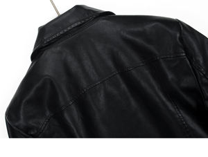 <span class=keywords><strong>Petite</strong></span> veste de motard courte <span class=keywords><strong>pour</strong></span> <span class=keywords><strong>femme</strong></span> en cuir PU vieilli Double fermeture éclair Style <span class=keywords><strong>moto</strong></span> automne noir veste de banlieue polyvalente - Product Image 4