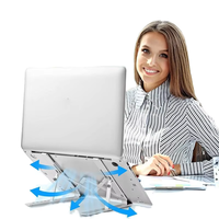 Support portable ergonomique pour ordinateur portable, réglable en hauteur, double fourche, vertical, en aluminium, pliable, pour bureau