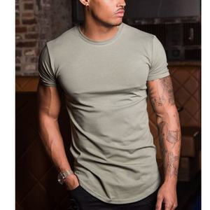 <b>Men's</b> Slim Fit 95% Cotton 5% Spandex <b>T</b>-<b>Shirt</b> Custom Logo Curved Hem Round Neck <b>Muscle</b> Fitness Wholesale - Product Image 4