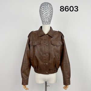 Jaqueta de Couro Feminina Retrô Marrom Personalizada com Design de Lapela, Corta-Vento Elegante e Casual, Jaqueta de Couro Clássica - Product Image 4